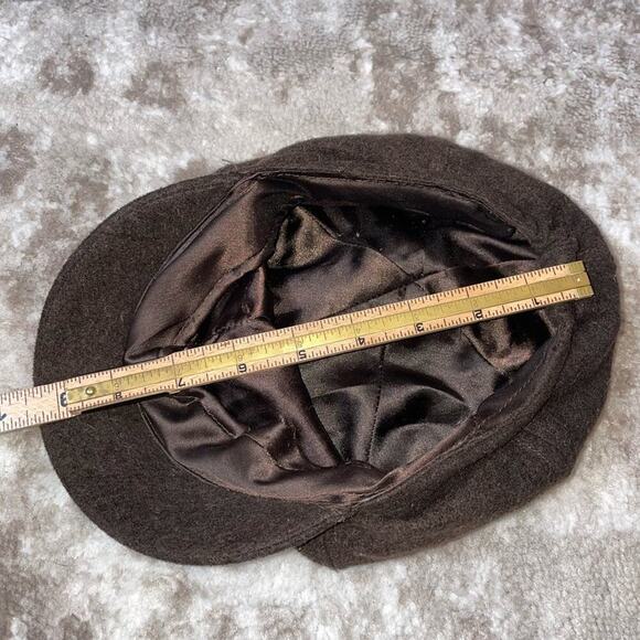 Women's hat chocolate brown wool news boy hat conductor golf Paris winter NYC - Picture 7 of 10